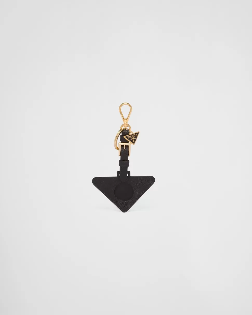 Online Prada Airtag-halter Aus Saffiano-leder Schwarz