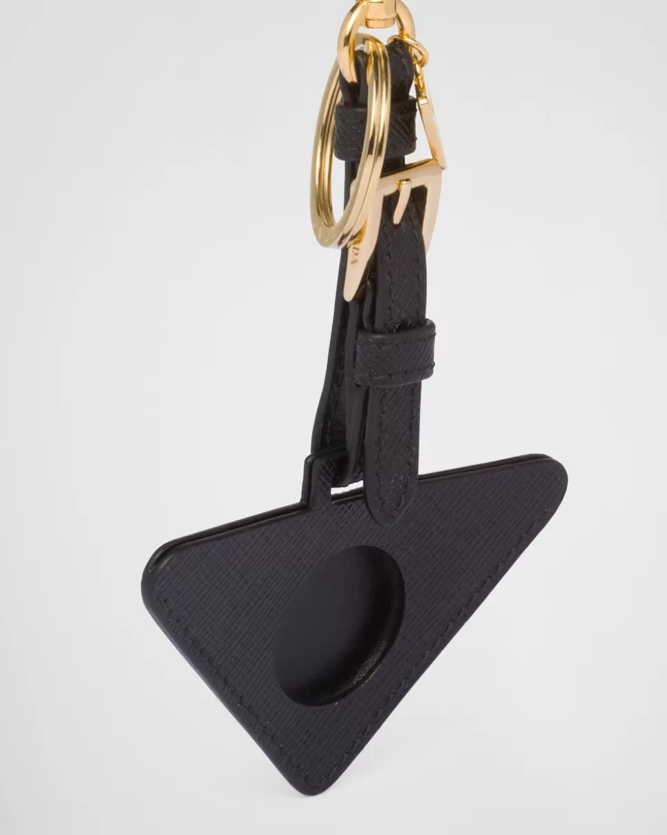 Online Prada Airtag-halter Aus Saffiano-leder Schwarz