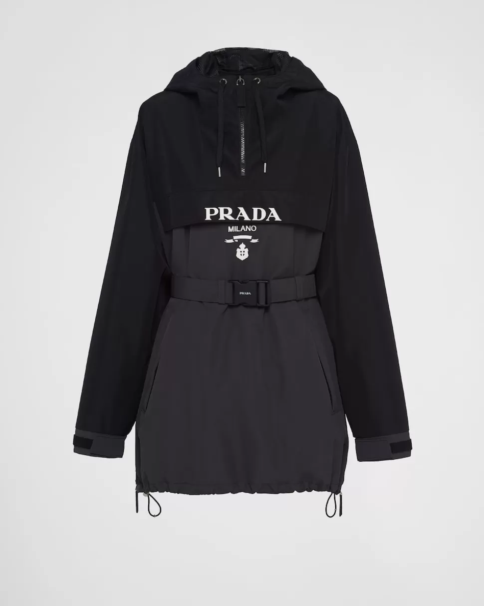 Sale Prada Anorak Aus Funktionsgewebe Rauchgrau/Schwarz