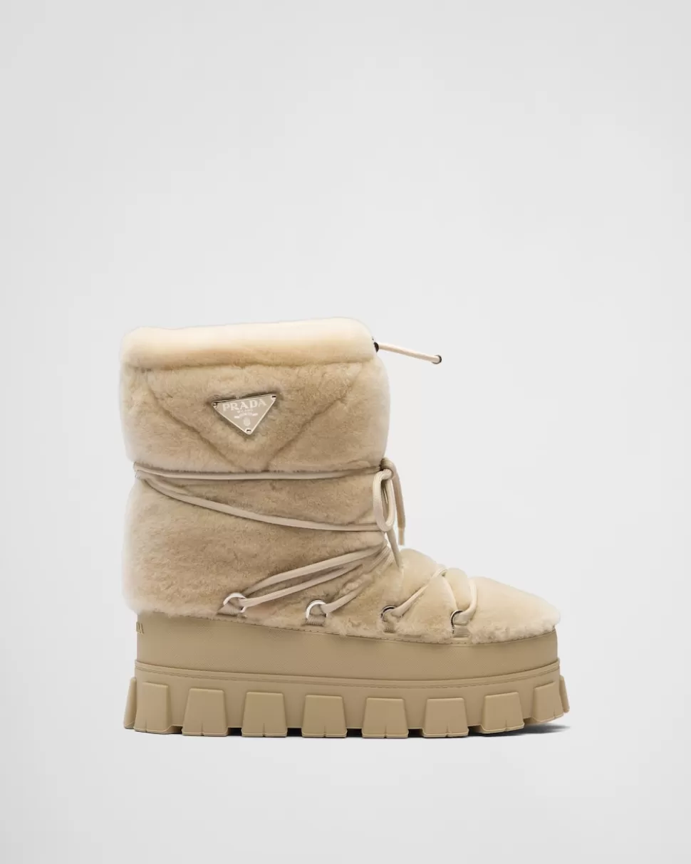 Hot Prada Après-ski-stiefel Aus Lammfell Ecru