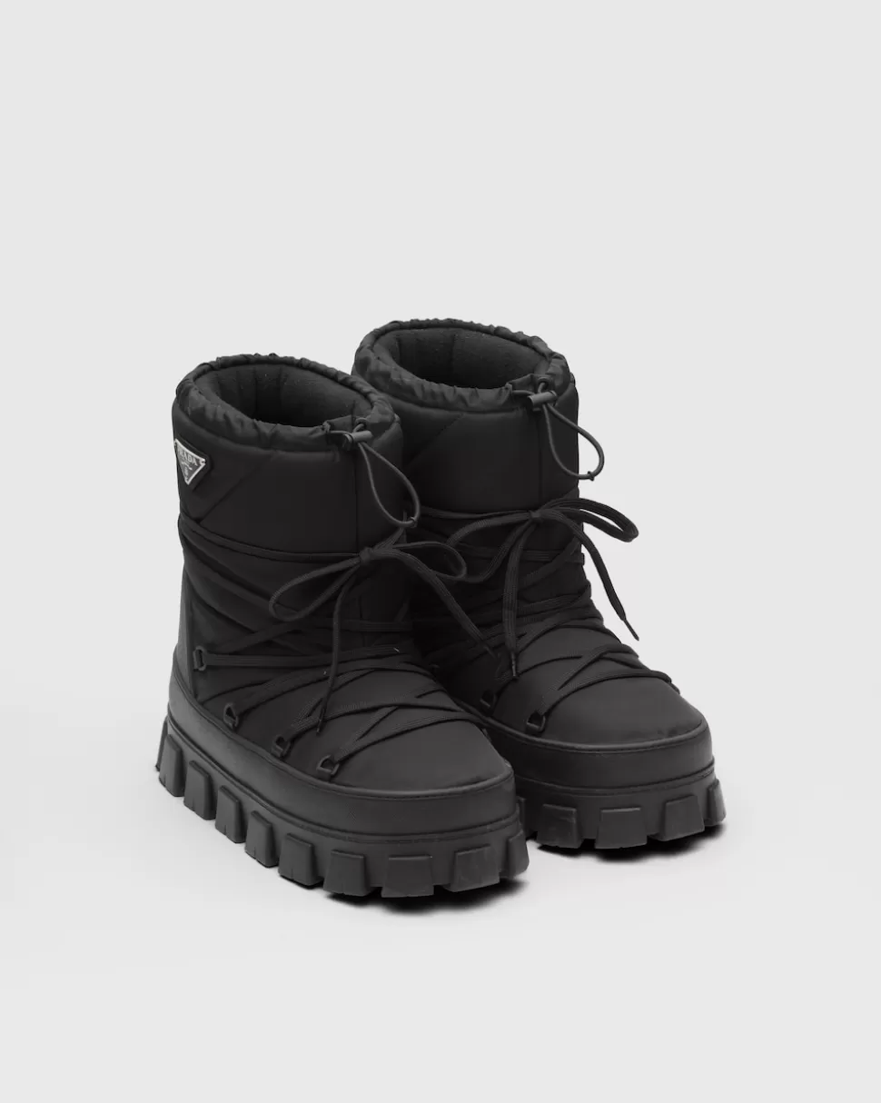 Shop Prada Après-ski-stiefeletten Aus Gabardine-re-nylon Schwarz