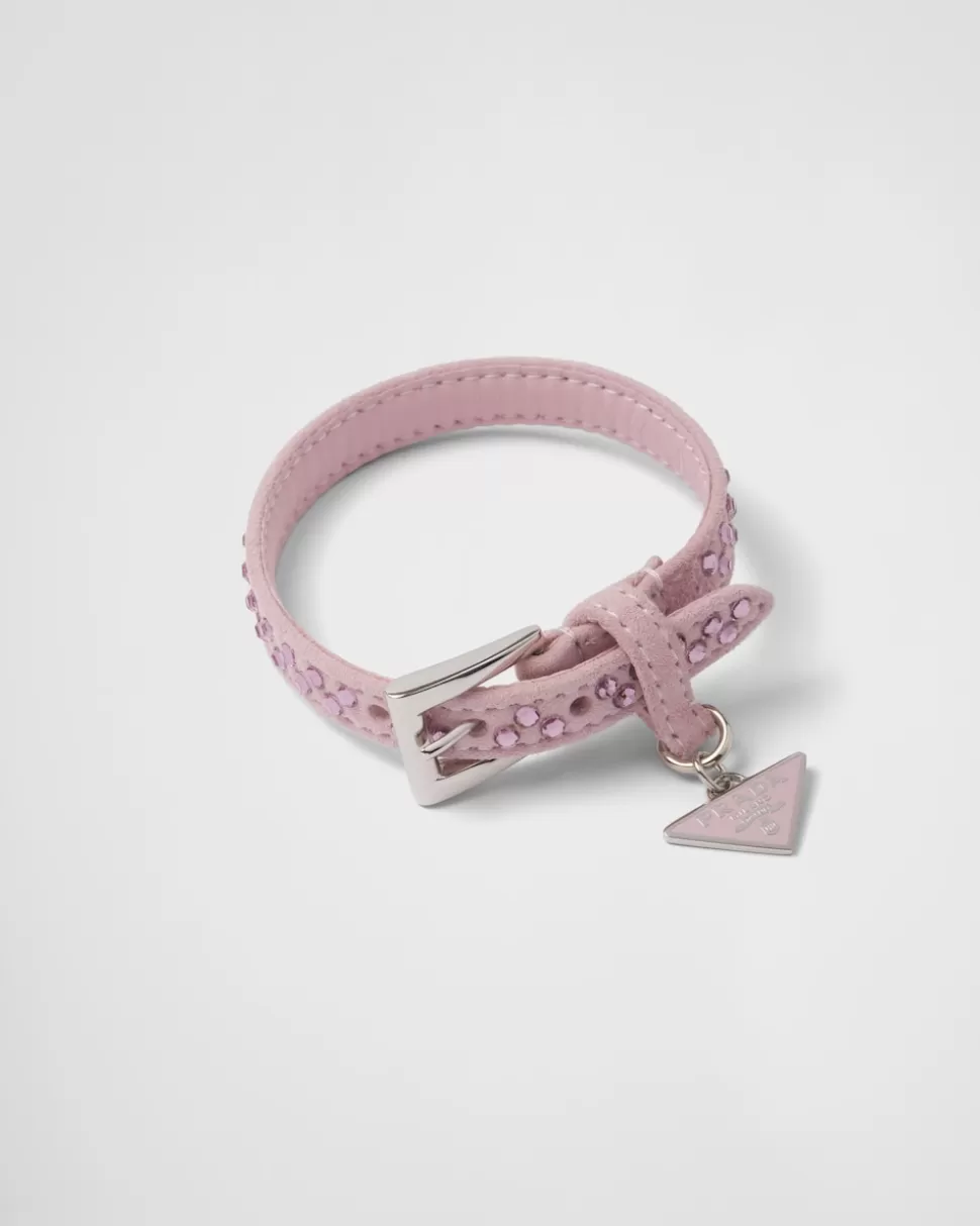 Clearance Prada Armband Aus Wildleder Mit Kristallen Alabasterrosa