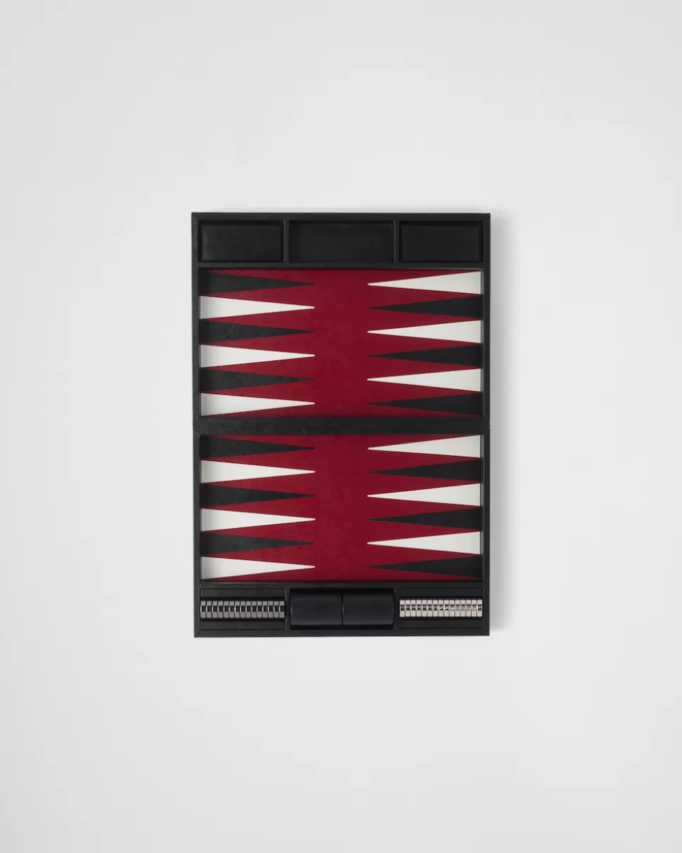 Sale Prada Backgammon-set Aus Saffiano Leder Schwarz