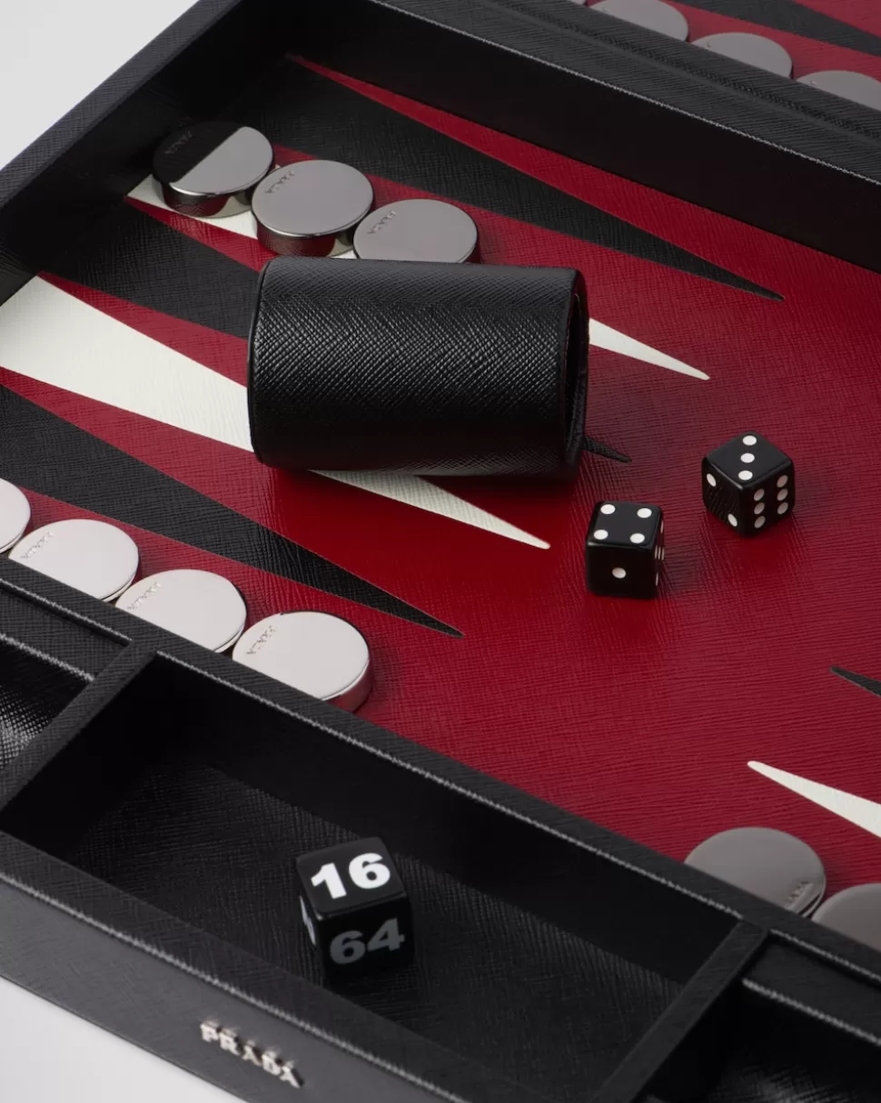 Sale Prada Backgammon-set Aus Saffiano Leder Schwarz