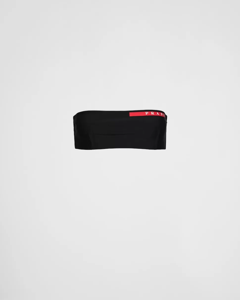 Shop Prada Badeanzug-oberteil Aus Stretch-jersey Schwarz