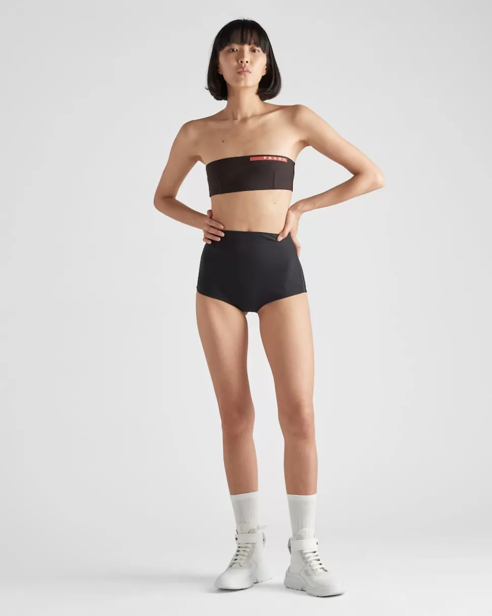 Shop Prada Badeanzug-oberteil Aus Stretch-jersey Schwarz