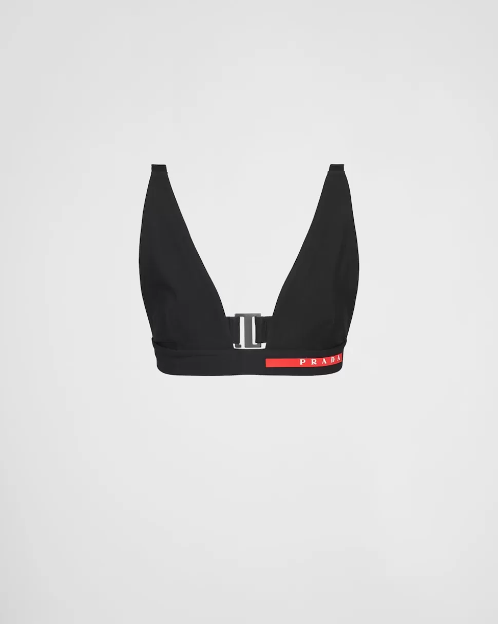 Cheap Prada Badeanzug-oberteil Aus Stretch-jersey Schwarz
