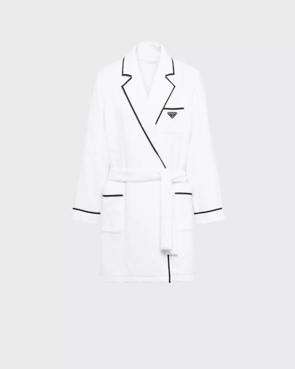 Discount Prada Bademantel Aus Baumwolle Weiss
