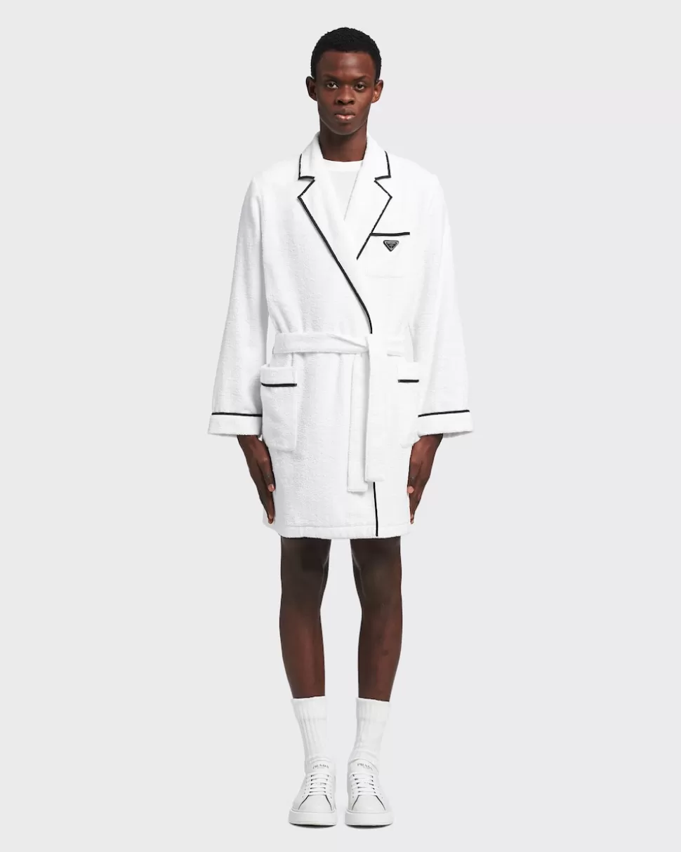 Discount Prada Bademantel Aus Baumwolle Weiss