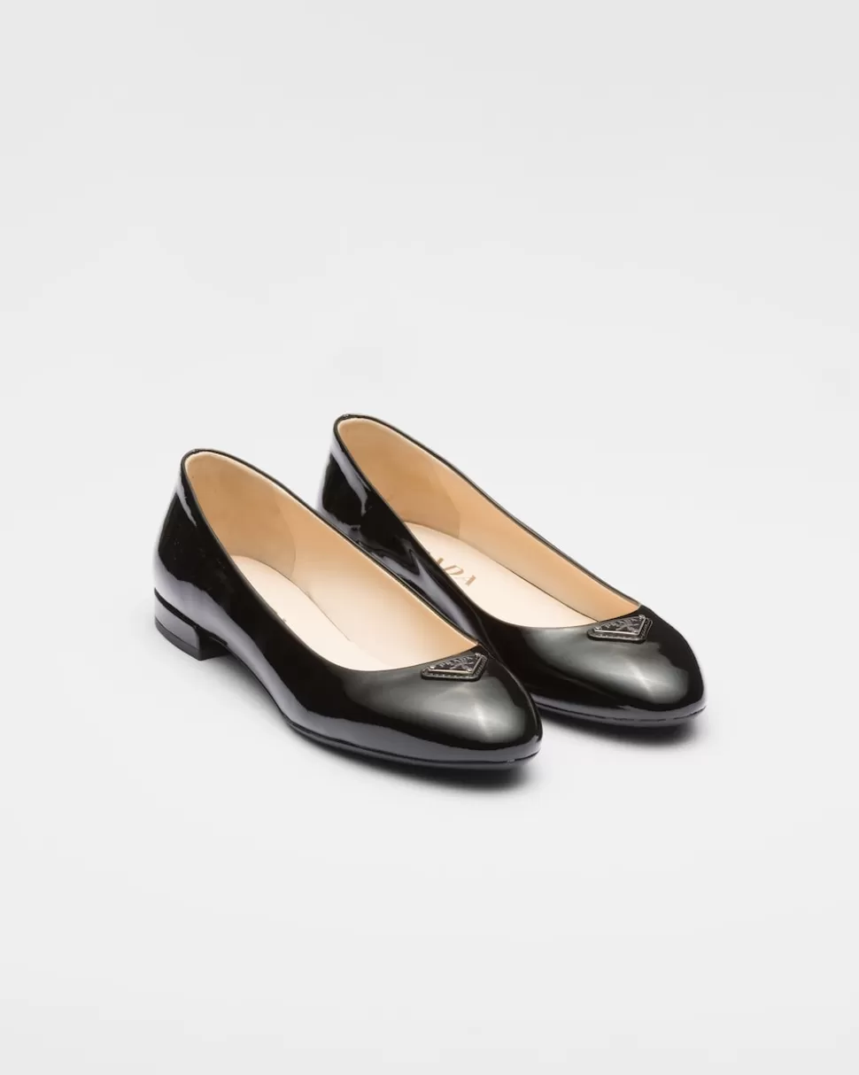 Discount Prada Ballerinas Aus Lackleder Schwarz