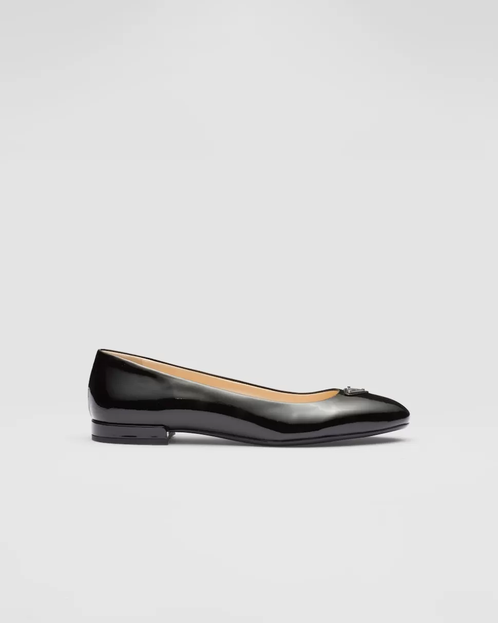 Discount Prada Ballerinas Aus Lackleder Schwarz
