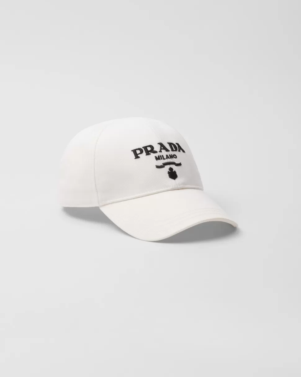 Discount Prada Baseballkappe Aus Drill Schwarz