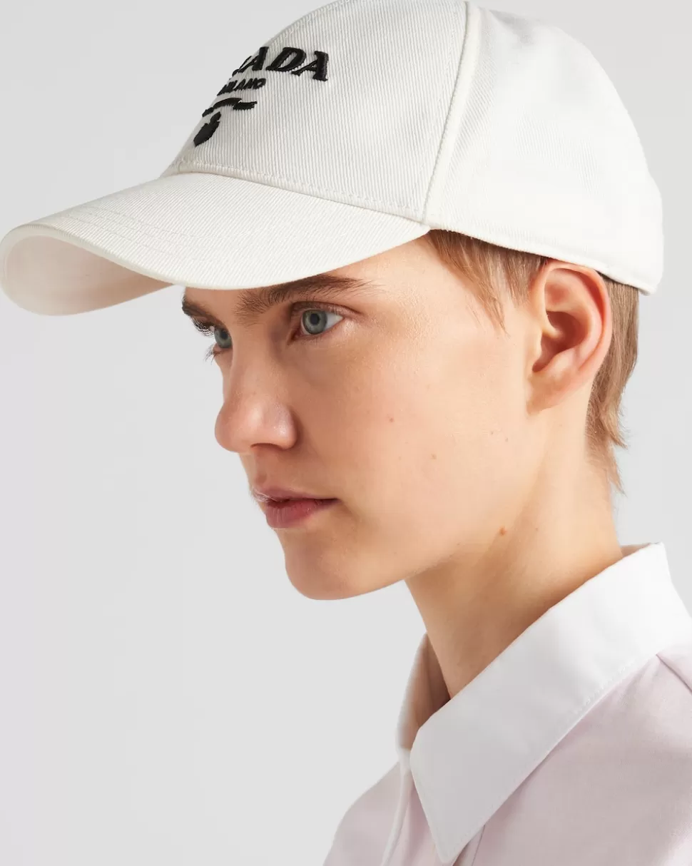 Discount Prada Baseballkappe Aus Drill Schwarz