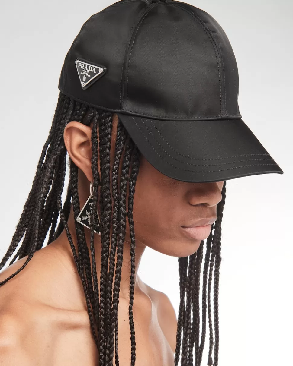 Shop Prada Baseballkappe Aus Re-nylon Schwarz