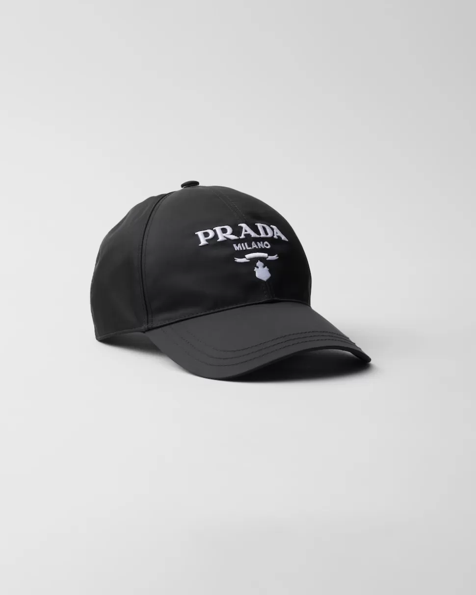 Fashion Prada Baseballkappe Aus Re-nylon Schwarz/Weiss