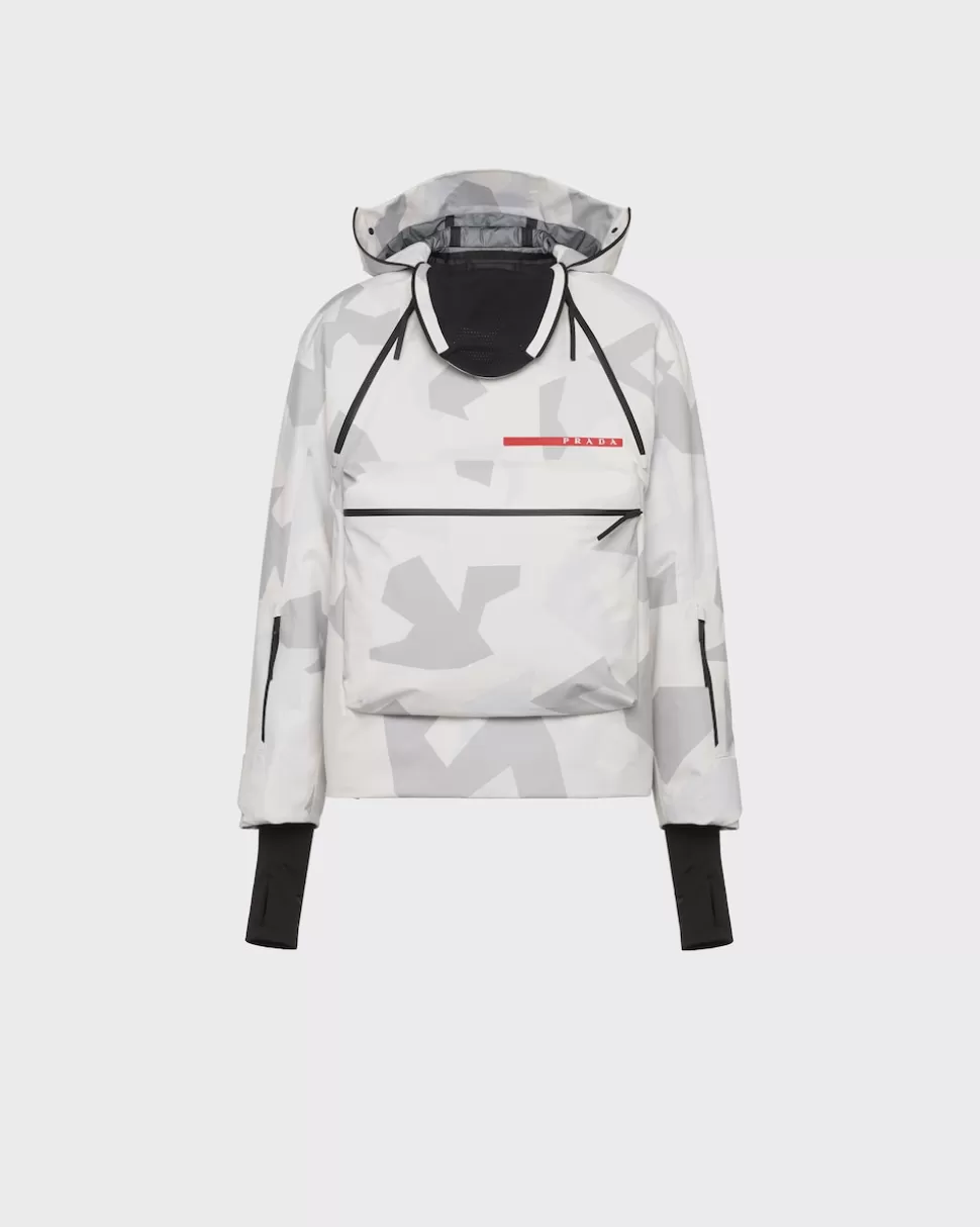 Flash Sale Prada Bedruckte Jacke Aus Funktionsgewebe Marmorgrau