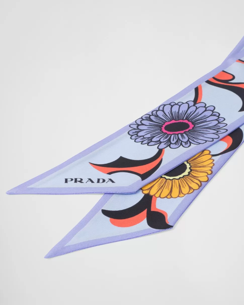 Cheap Prada Bedruckter Schal Aus Twill Weiss