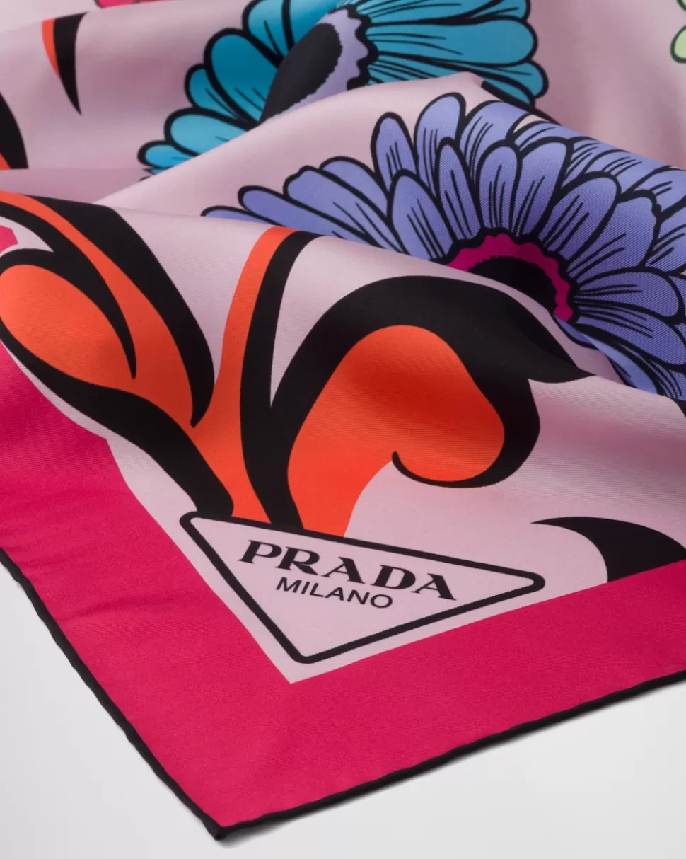 Clearance Prada Bedruckter Schal Aus Twill Weiss