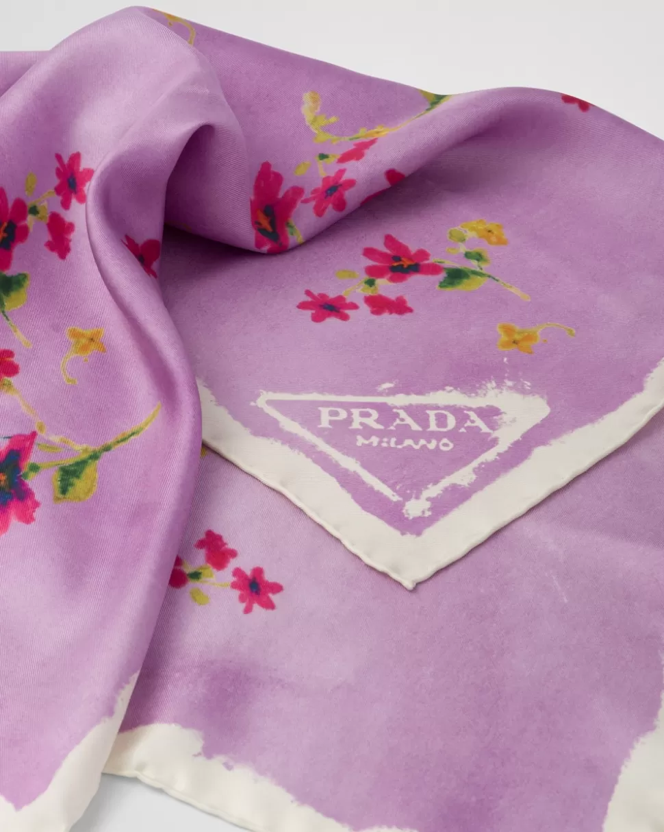 Sale Prada Bedrucktes Tuch Aus Twill Glyzinienblau