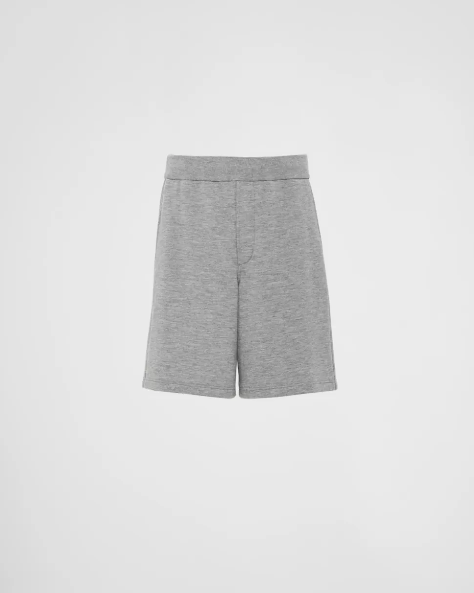 Shop Prada Bermudas Aus Baumwollfleece Grau