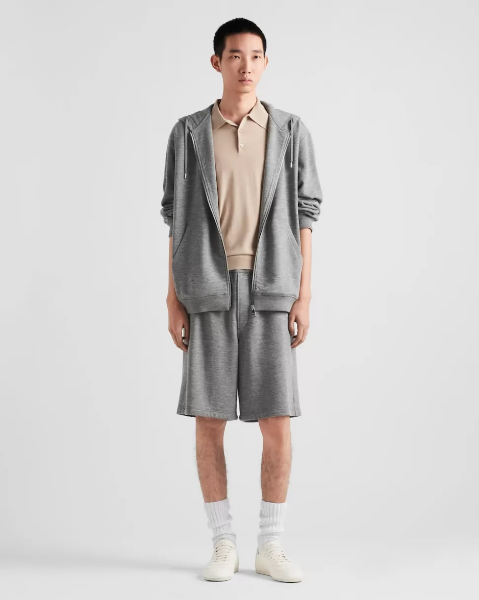 Shop Prada Bermudas Aus Baumwollfleece Grau