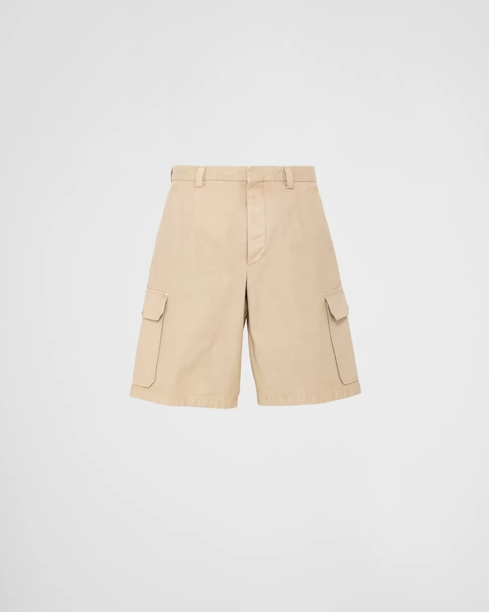 Shop Prada Bermudas Aus Baumwoll-satin Khaki