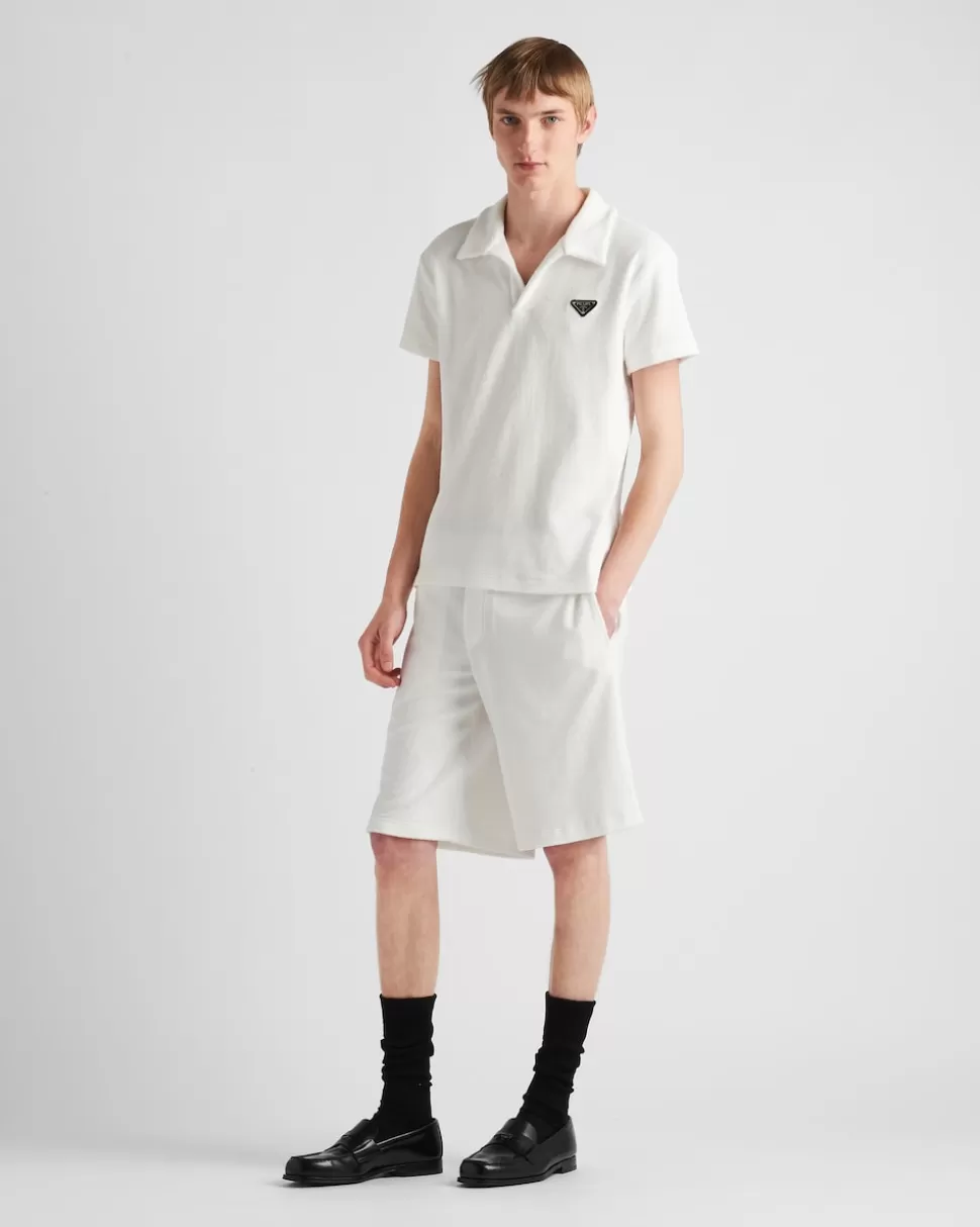 Fashion Prada Bermudas Aus Frottee Weiss