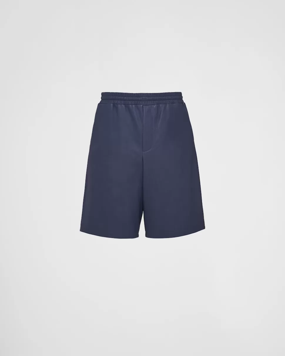 New Prada Bermudas Aus Nappa-leder Aviation/Blau