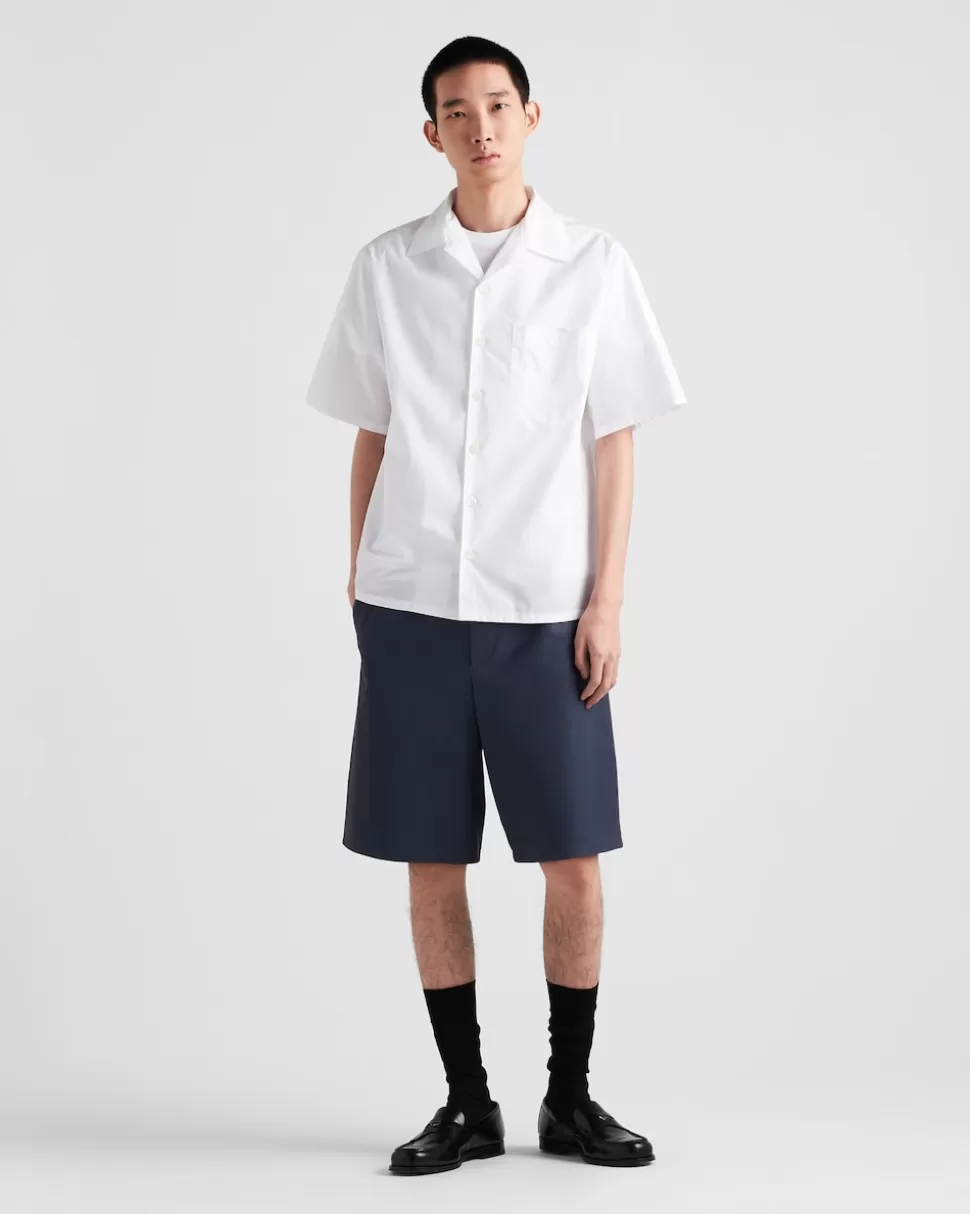 New Prada Bermudas Aus Nappa-leder Aviation/Blau