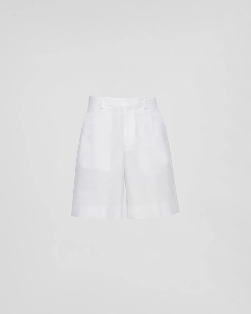 Clearance Prada Bermudas Aus Popeline Weiss
