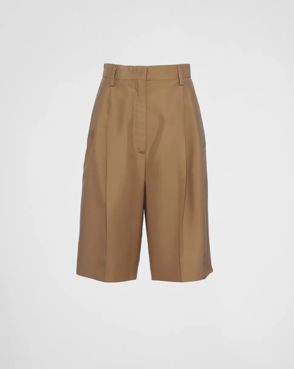 Shop Prada Bermudas Aus Seide Olivgrün