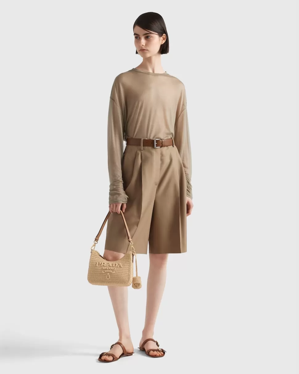 Shop Prada Bermudas Aus Seide Olivgrün