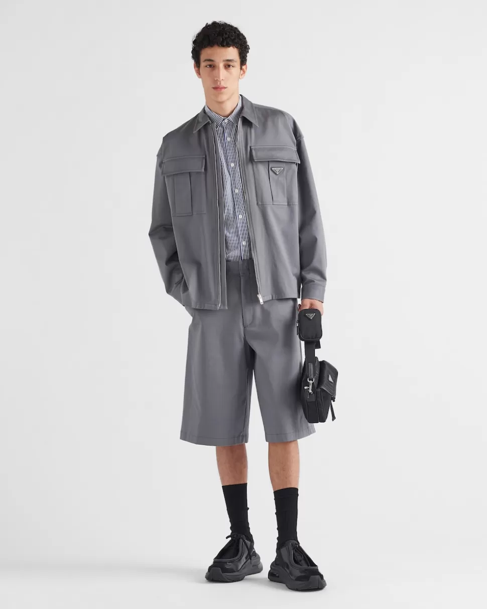 Discount Prada Bermudas Aus Stretch-baumwolle Eisengrau