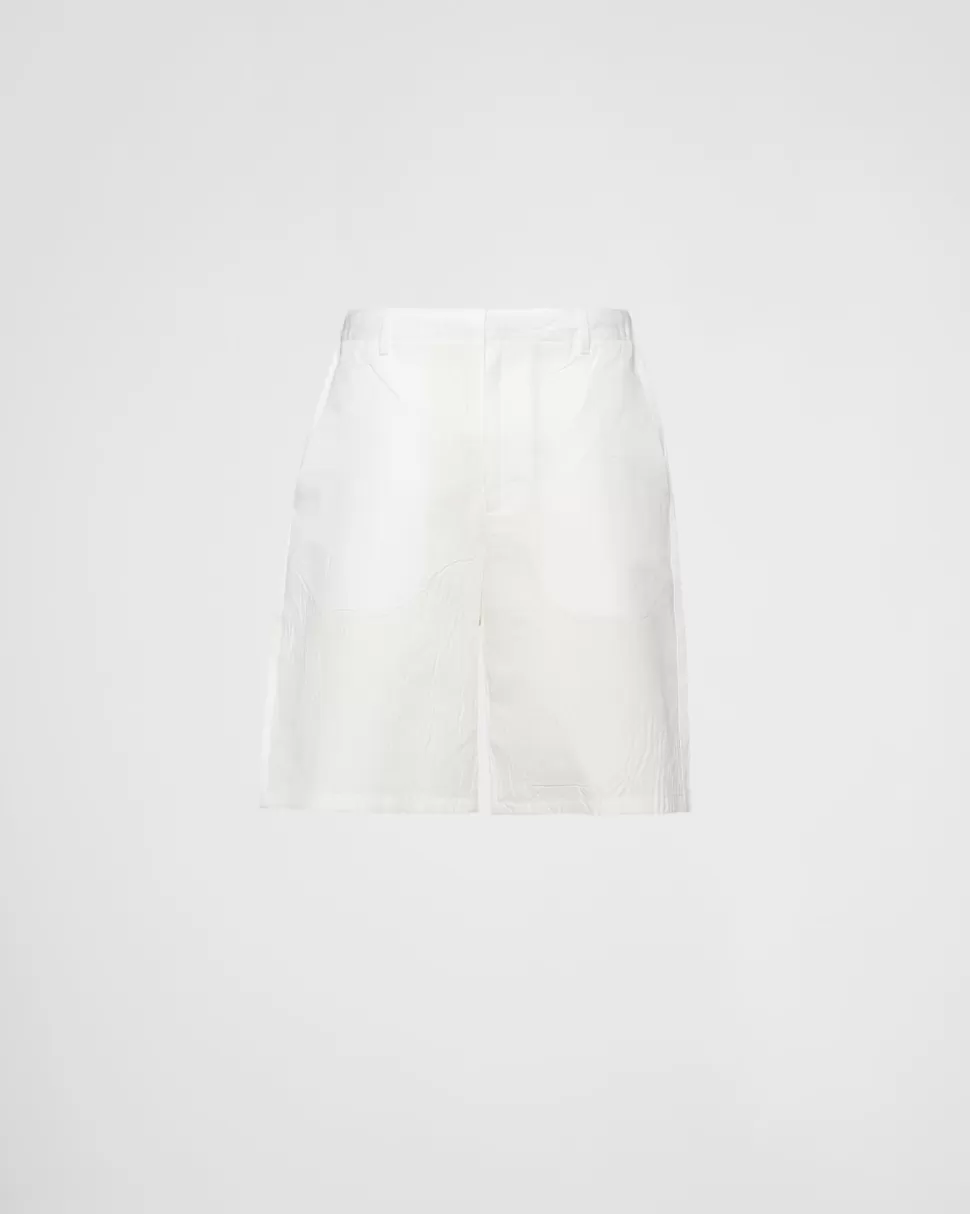 Clearance Prada Bermuda-shorts Aus Leinenmischgewebe Weiss
