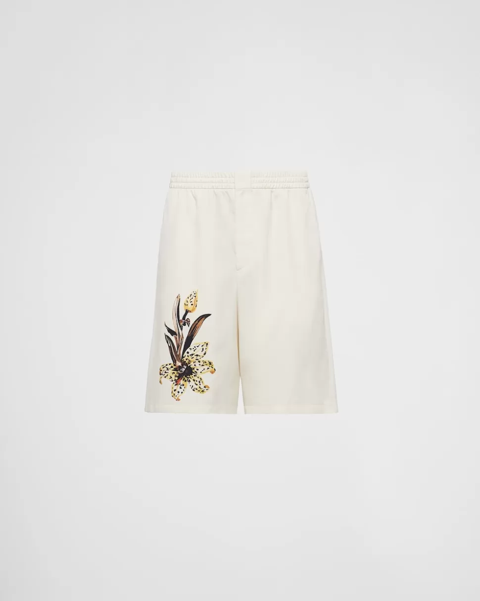 Online Prada Bermuda-shorts Aus Seide Albino/Weiss