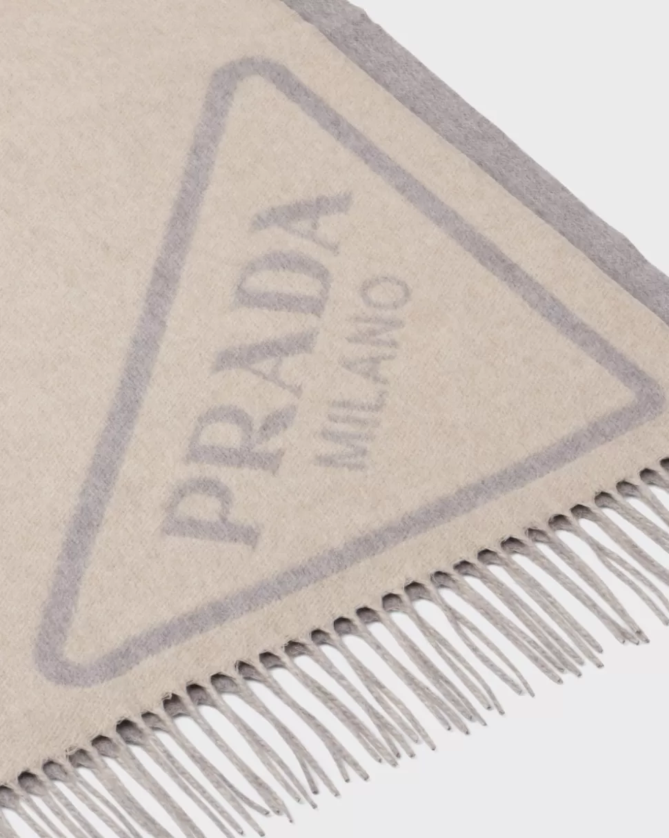 Sale Prada ÜBerwurf Aus Doppel-kaschmir Schwarz/Grau
