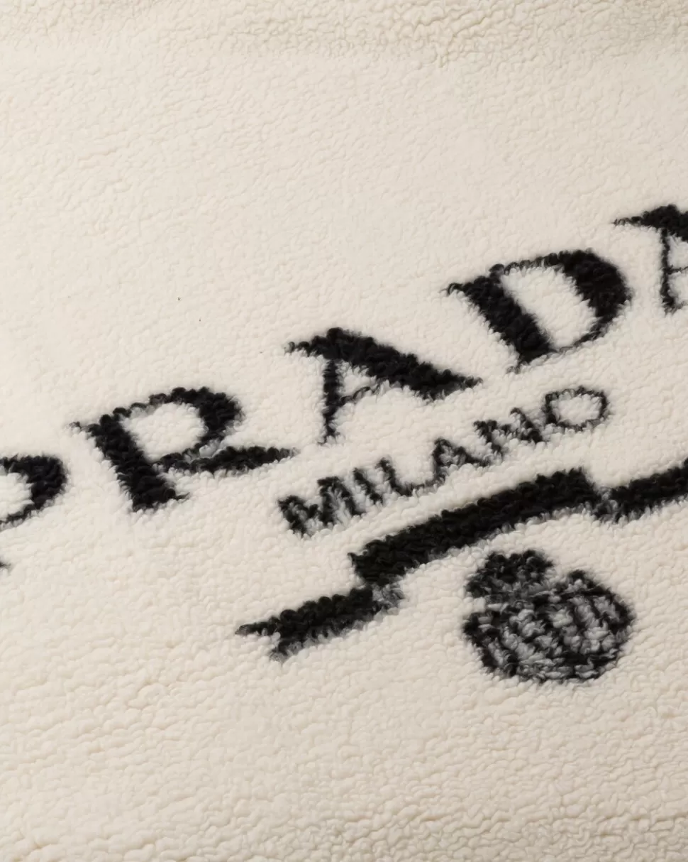 Discount Prada ÜBerwurf Aus Kaschmir In Fell-optik Und Wolle Hellbraun/Schwarz