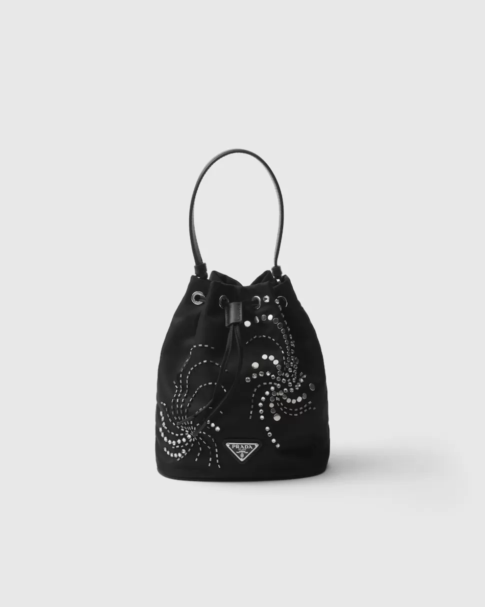 Clearance Prada Bestickte Mini Bag Aus Re-nylon Schwarz