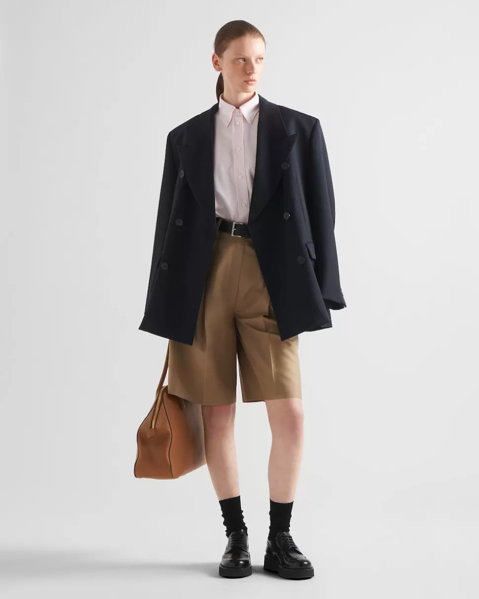 Online Prada Besticktes Hemd Aus Oxford-baumwolle Weiss