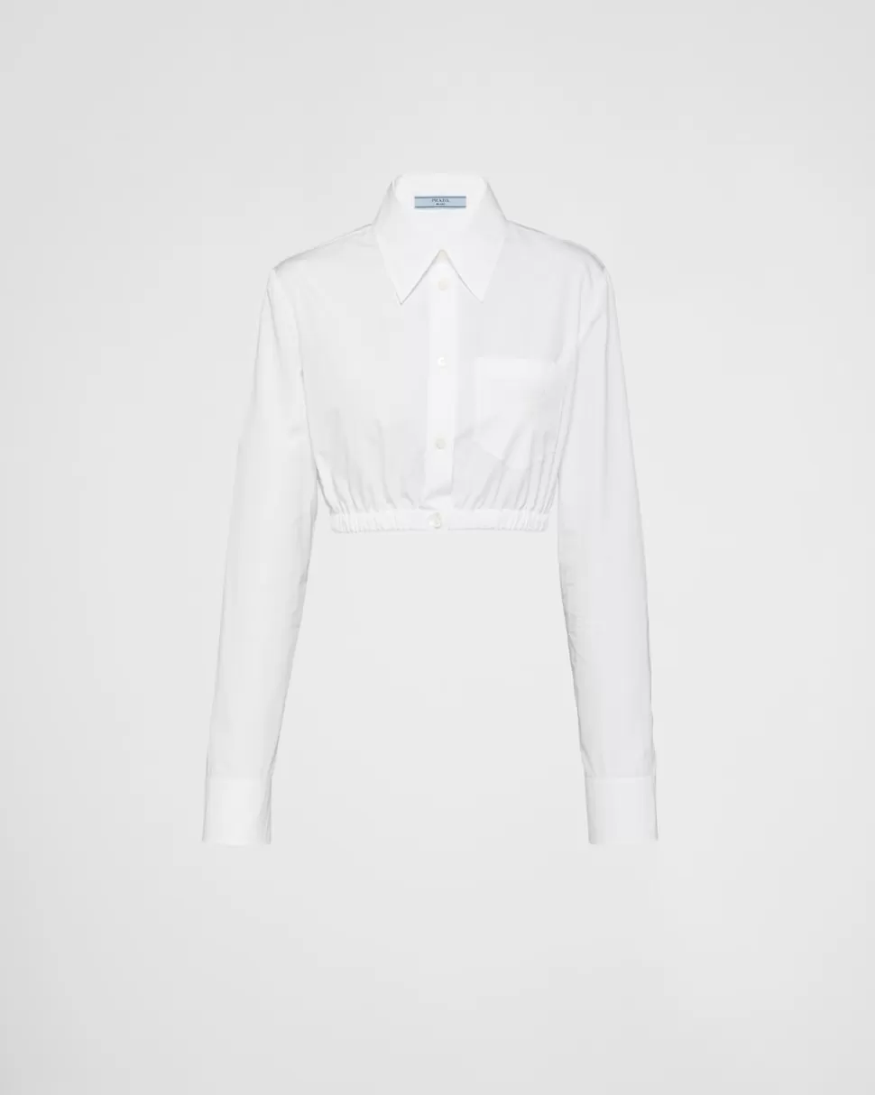 Cheap Prada Besticktes Hemd Aus Popeline Weiss