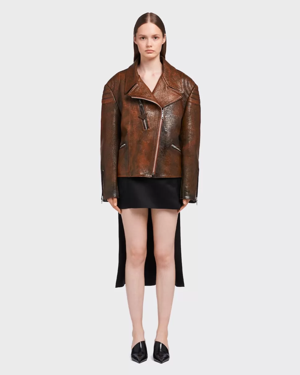 Hot Prada Bikerjacke Aus Leder Papaya