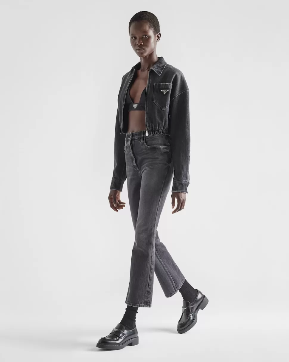 Fashion Prada Blousonjacke Aus Denim Schwarz