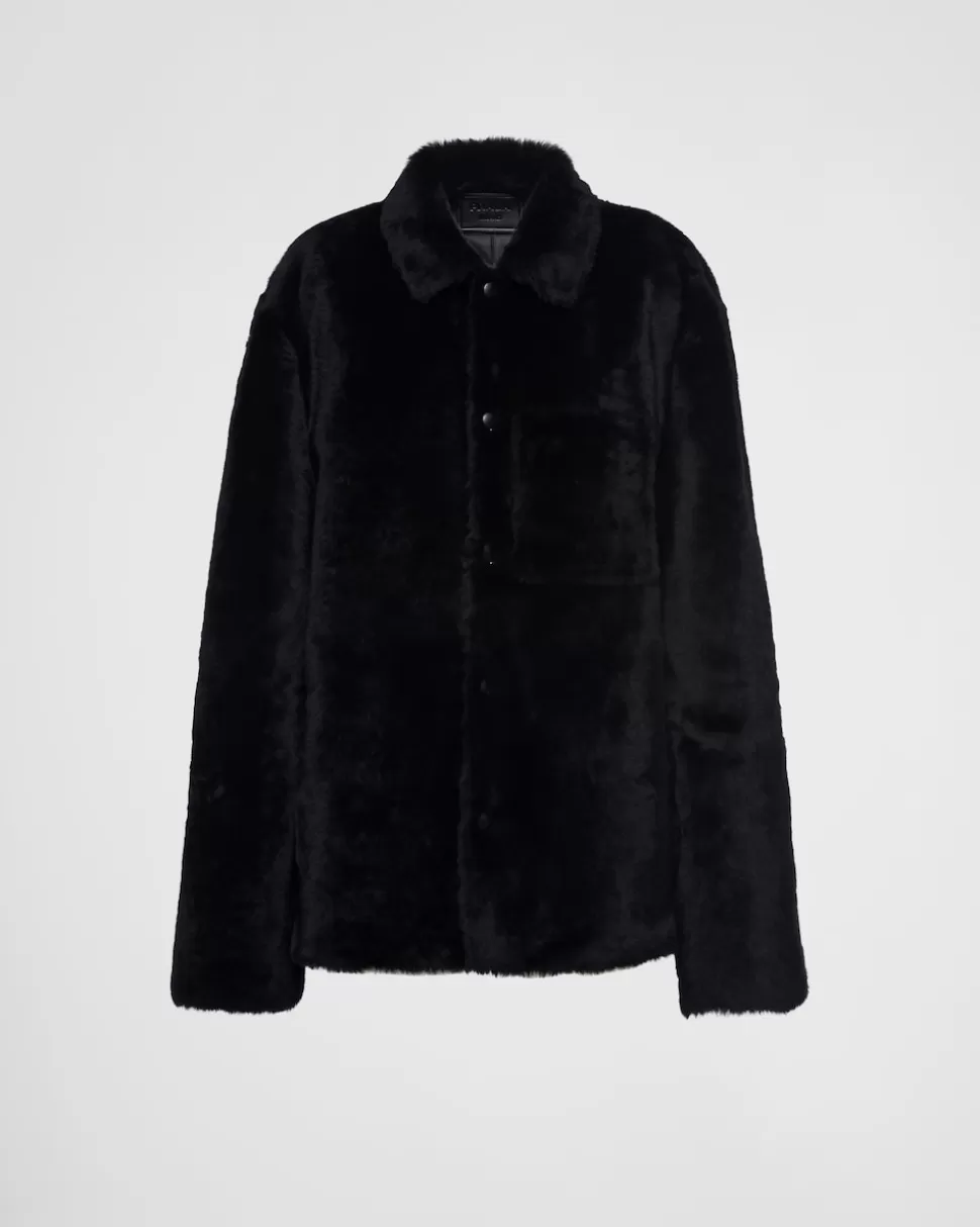 Cheap Prada Blousonjacke Aus Lammfell Schwarz