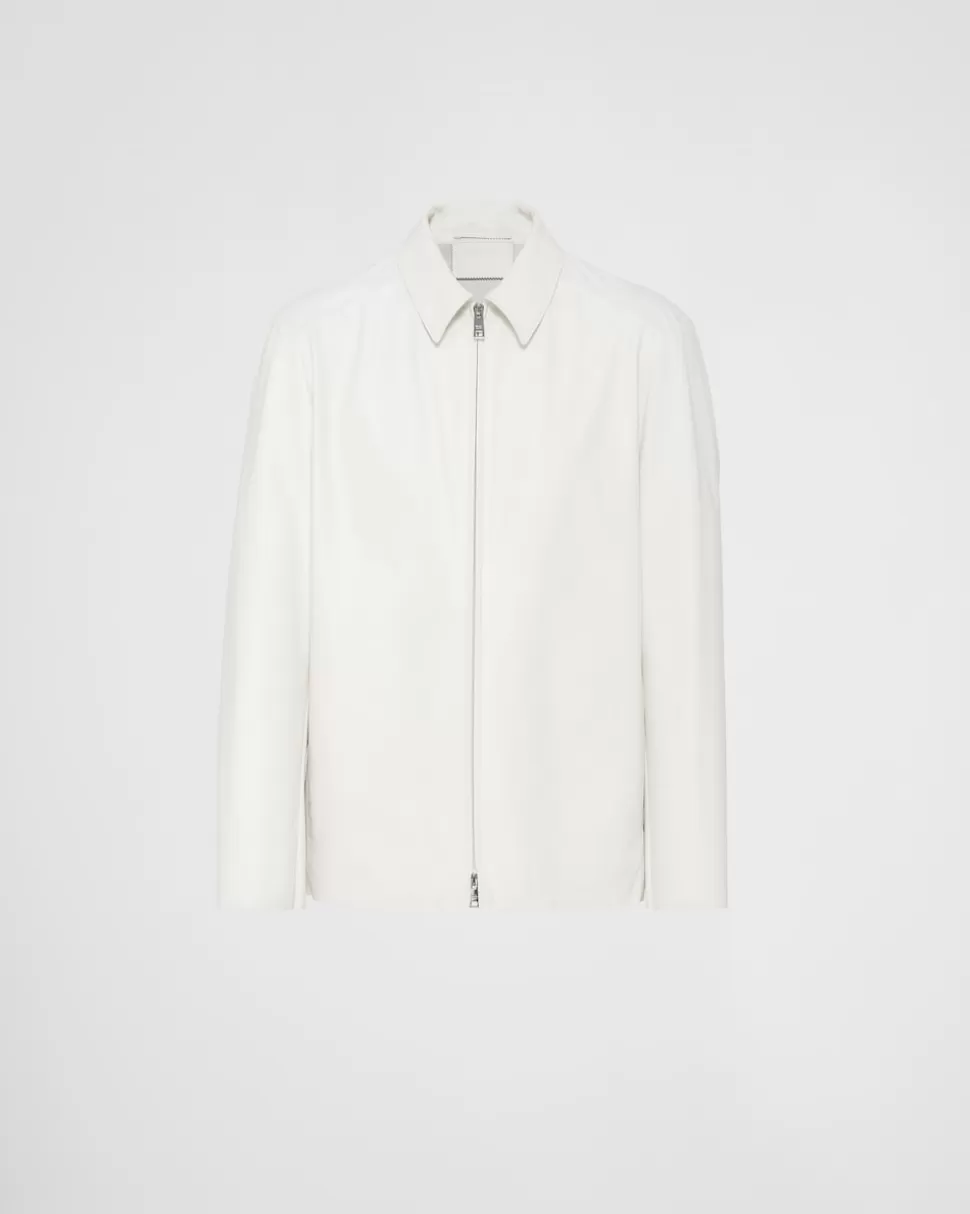 Discount Prada Blousonjacke Aus Leder Weiss