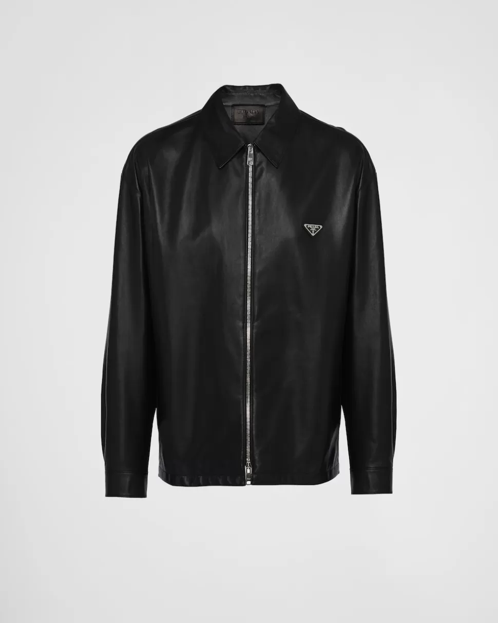 Discount Prada Blousonjacke Aus Nappa-leder Schwarz