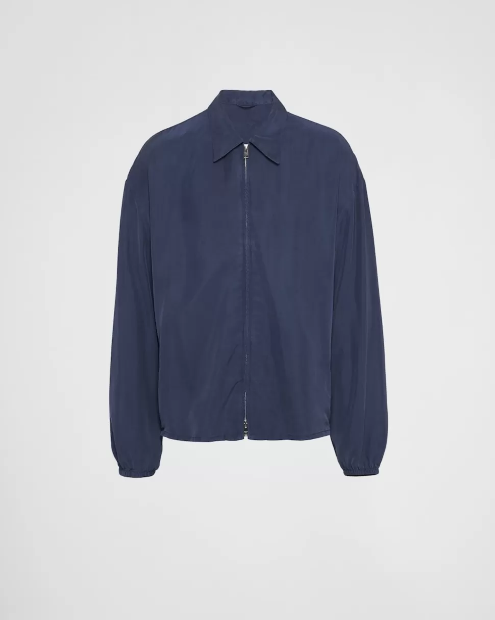 Discount Prada Blousonjacke Aus Seide Aviation/Blau