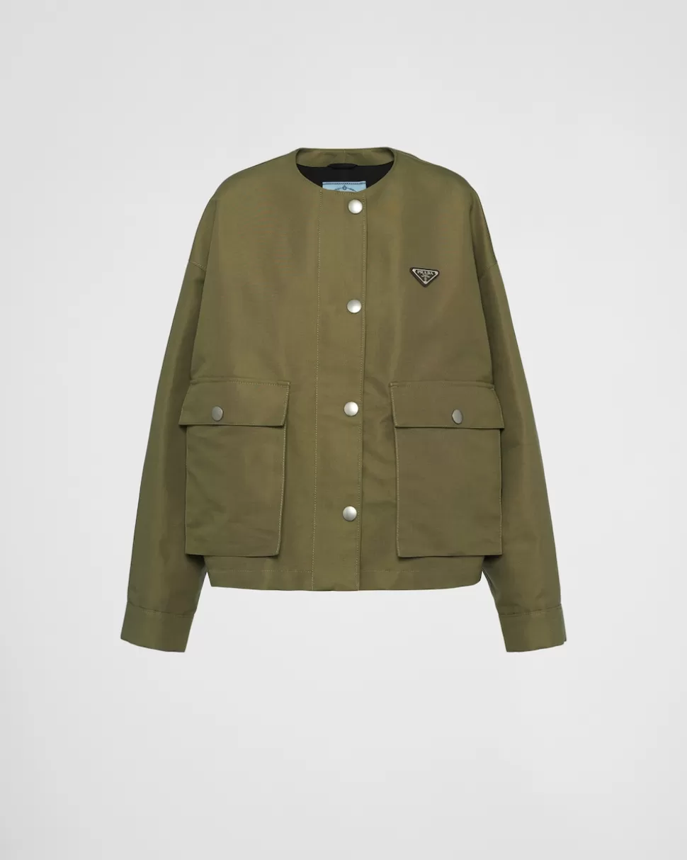 New Prada Blousonjacke Aus Technischem Canvas Militärgrün