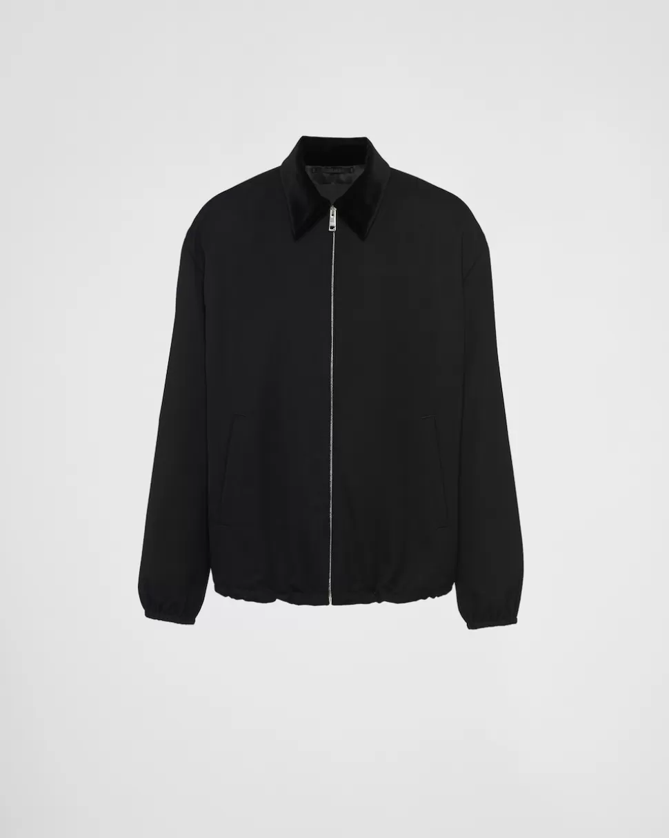 Store Prada Blousonjacke Aus Wolle Schwarz