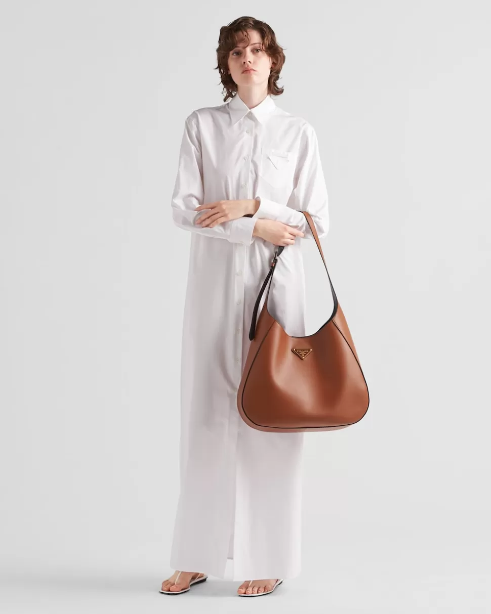 Sale Prada Blusenkleid Aus Popeline Weiss