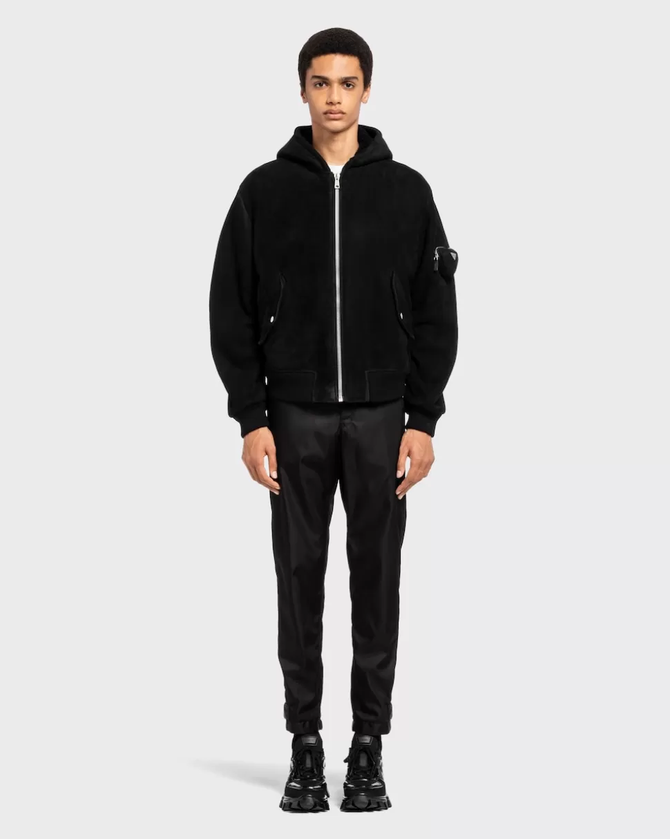 New Prada Bomberjacke Aus Lammfell Schwarz